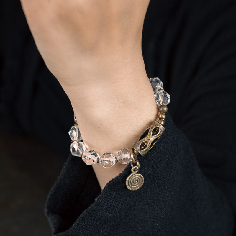 BuddhaKeep Natural Clear Quartz Master Healing Clarity Vintage Bracelet