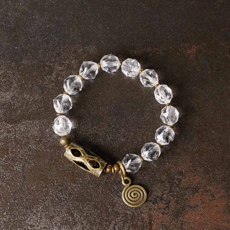 BuddhaKeep Natural Clear Quartz Master Healing Clarity Vintage Bracelet