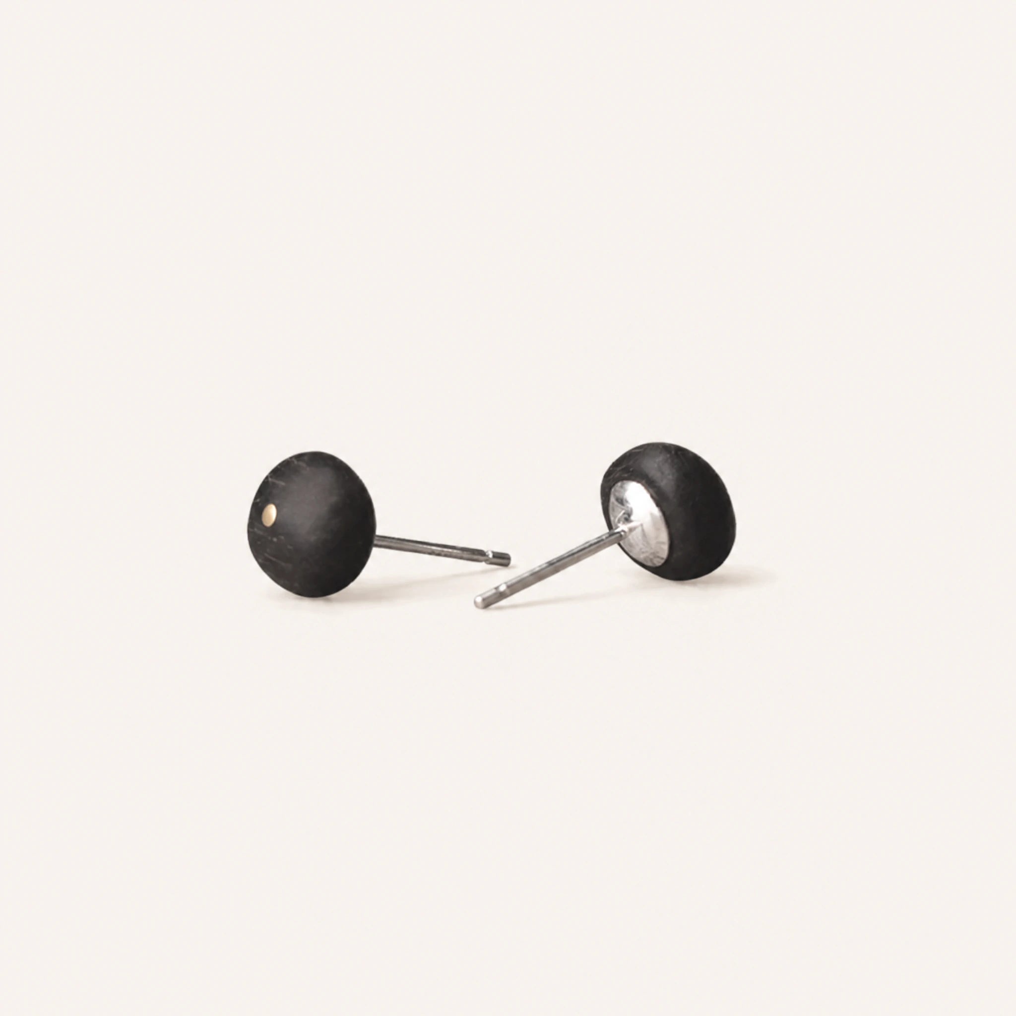 Ebony Wood Stud Earrings Grounding Inner Peace Vintage Amulet