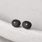 Ebony Wood Stud Earrings Grounding Inner Peace Vintage Amulet