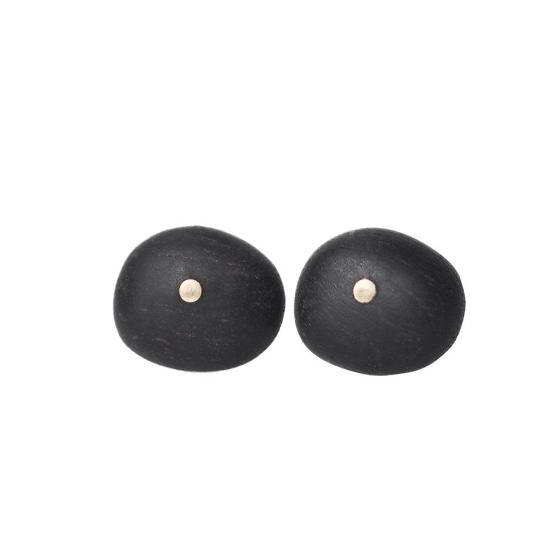 Ebony Wood Stud Earrings Grounding Inner Peace Vintage Amulet