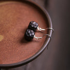 Ebony Wood Earrings Grounding Inner Peace Vintage Amulet