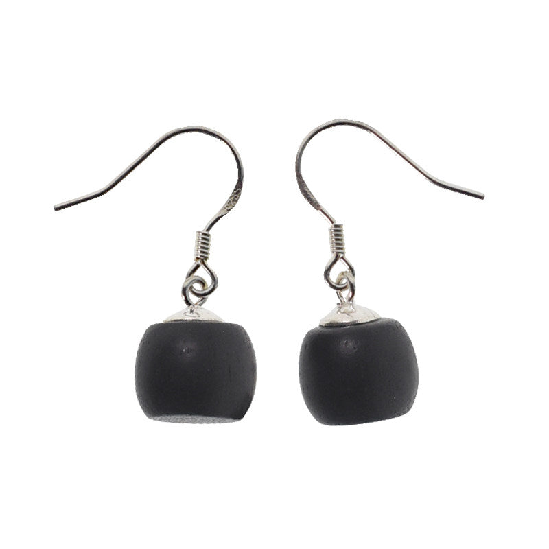 Ebony Wood Earrings Grounding Inner Peace Vintage Amulet