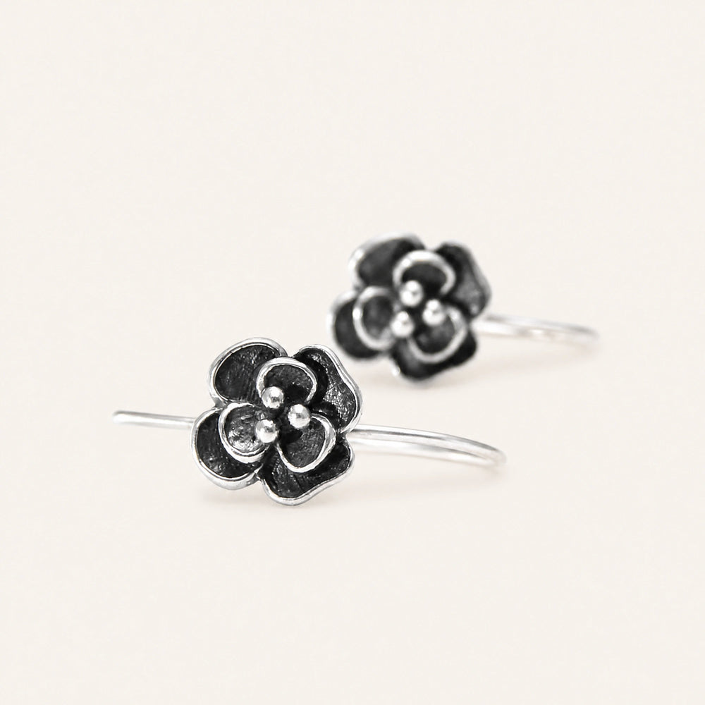 BuddhaKeep Aged Silver Clarity Protection Tibetan Earrings