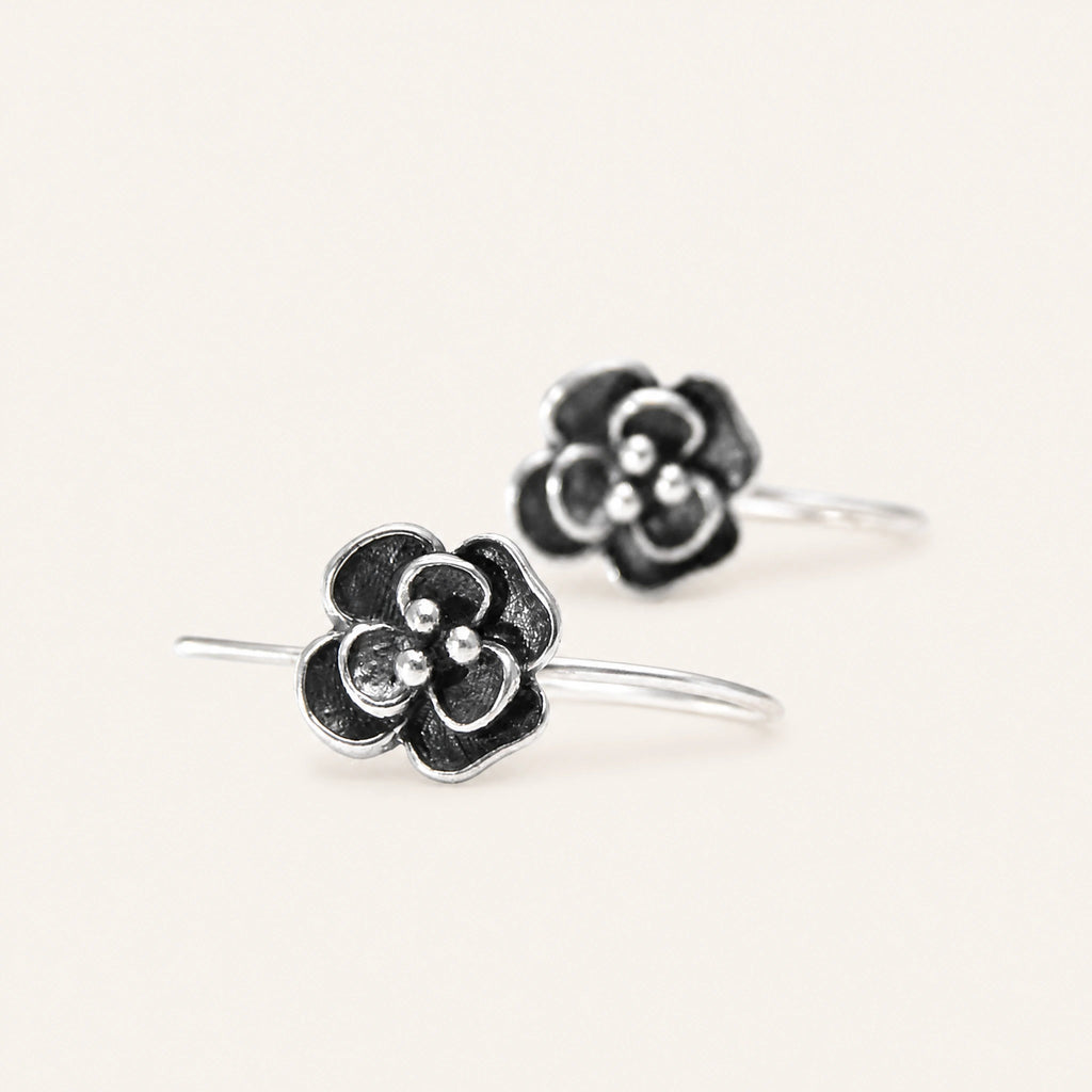 Silver Earrings Clarity Protection Tibetan Amulet