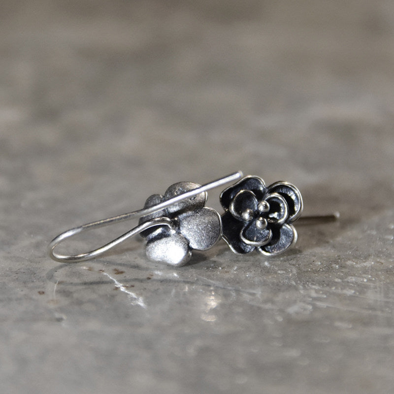 Silver Earrings Clarity Protection Tibetan Amulet
