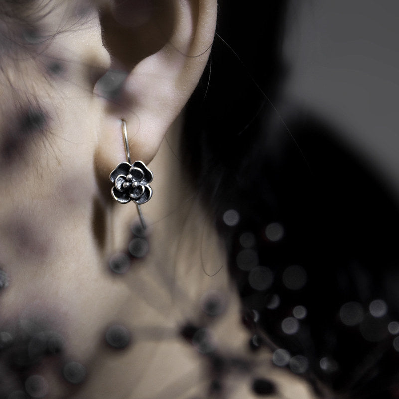 Silver Earrings Clarity Protection Tibetan Amulet