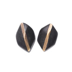 Ebony Wood Stud Earrings Grounding Inner Peace Vintage Amulet