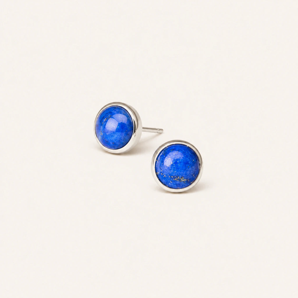 Natural Lapis Lazuli Stud Earrings Wisdom Truth Vintage Amulet