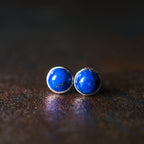 Natural Lapis Lazuli Stud Earrings Wisdom Truth Vintage Amulet