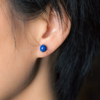 Natural Lapis Lazuli Stud Earrings Wisdom Truth Vintage Amulet