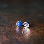 Natural Lapis Lazuli Stud Earrings Wisdom Truth Vintage Amulet