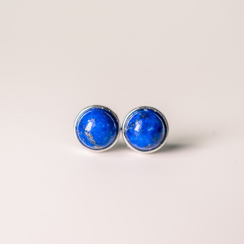 Natural Lapis Lazuli Stud Earrings Wisdom Truth Vintage Amulet