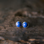 Natural Lapis Lazuli Stud Earrings Wisdom Truth Vintage Amulet