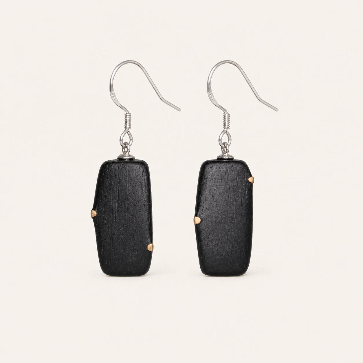 Ebony Wood Earrings Grounding Inner Peace Vintage Amulet