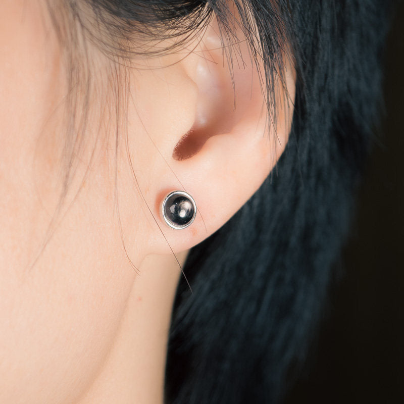 Natural Goldstone Stud Earrings Ambition Vitality Vintage Amulet