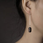 Wood Earrings Inner Peace Meditation Vintage Amulet