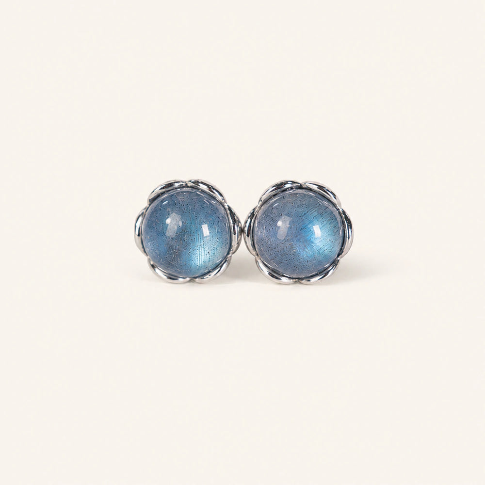 BuddhaKeep Natural Moonstone Silver Intuition Emotional Balance Vintage Stud Earrings