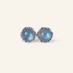 Natural Moonstone Stud Earrings Intuition Emotional Balance Vintage Amulet