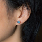Natural Moonstone Stud Earrings Intuition Emotional Balance Vintage Amulet