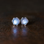 Natural Moonstone Stud Earrings Intuition Emotional Balance Vintage Amulet