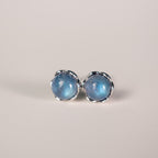 Natural Moonstone Stud Earrings Intuition Emotional Balance Vintage Amulet