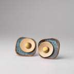 Copper Stud Earrings Wealth Prosperity Vintage Amulet