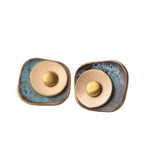 Copper Stud Earrings Wealth Prosperity Vintage Amulet
