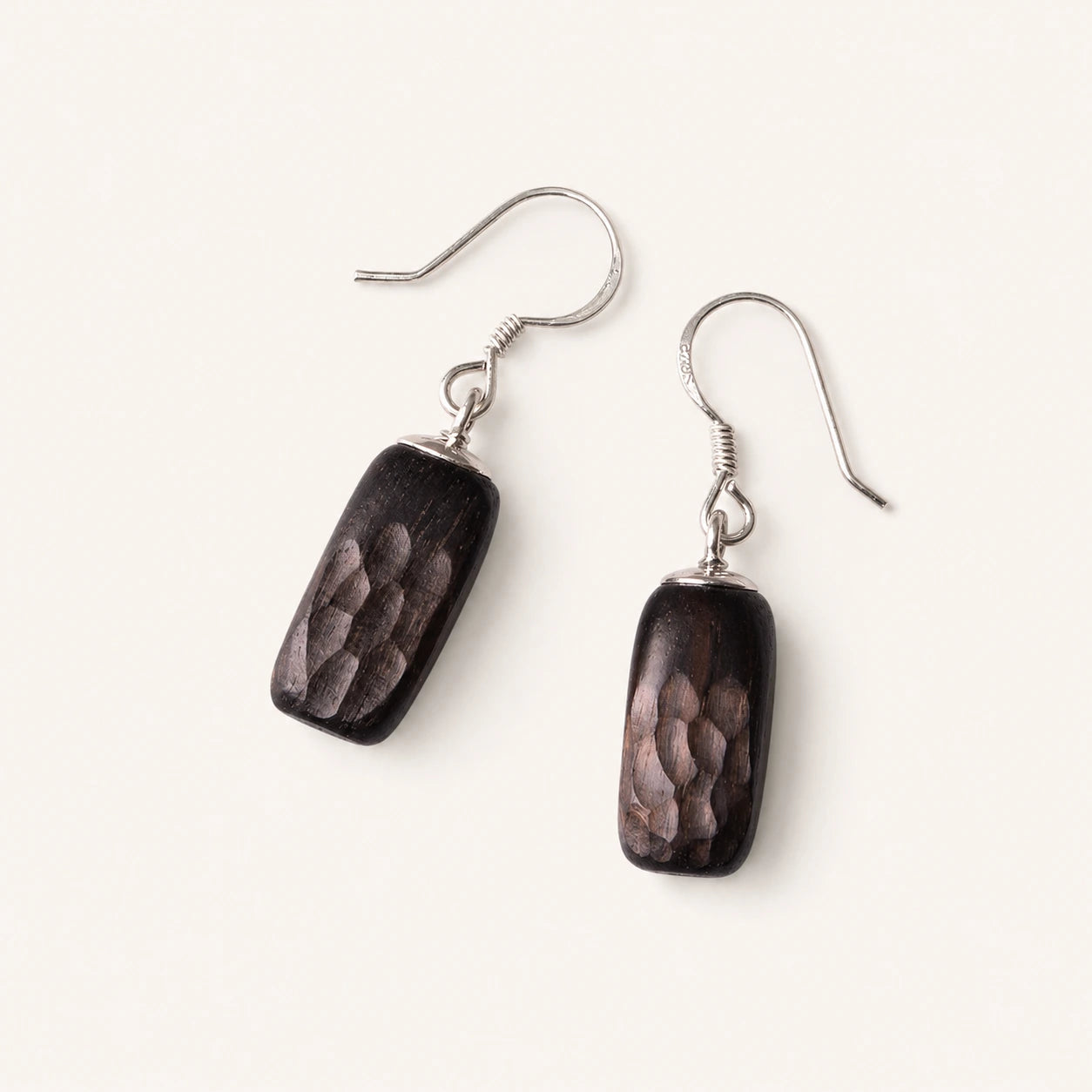 Ebony Wood Earrings Grounding Inner Peace Vintage Amulet