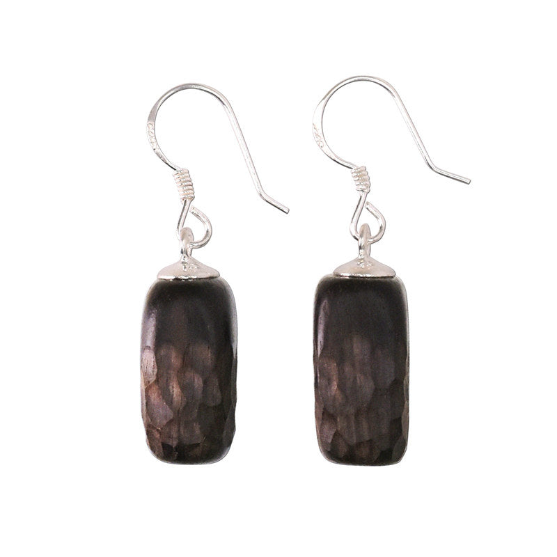 Ebony Wood Earrings Grounding Inner Peace Vintage Amulet