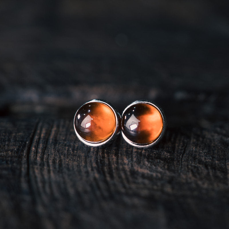 Natural Garnet Stud Earrings Vitality Passion Vintage Amulet