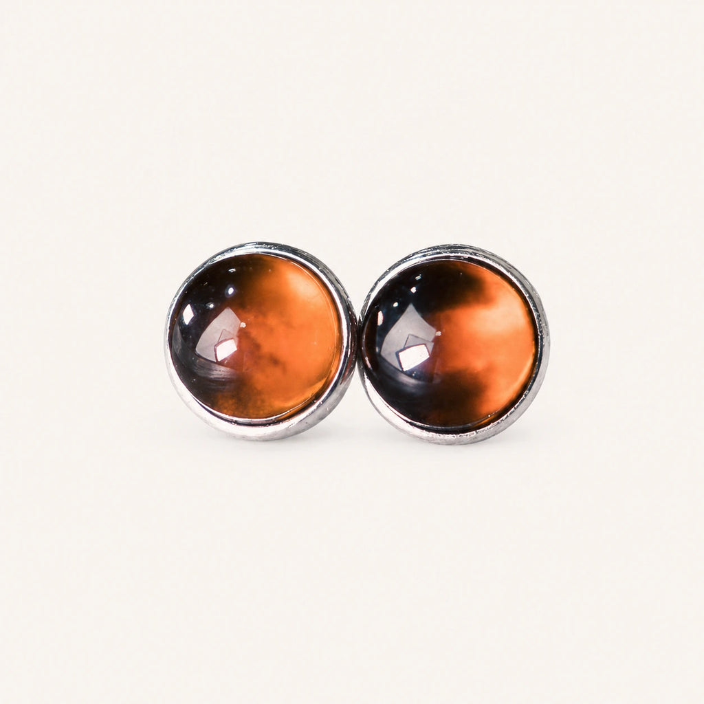 Natural Garnet Stud Earrings Vitality Passion Vintage Amulet