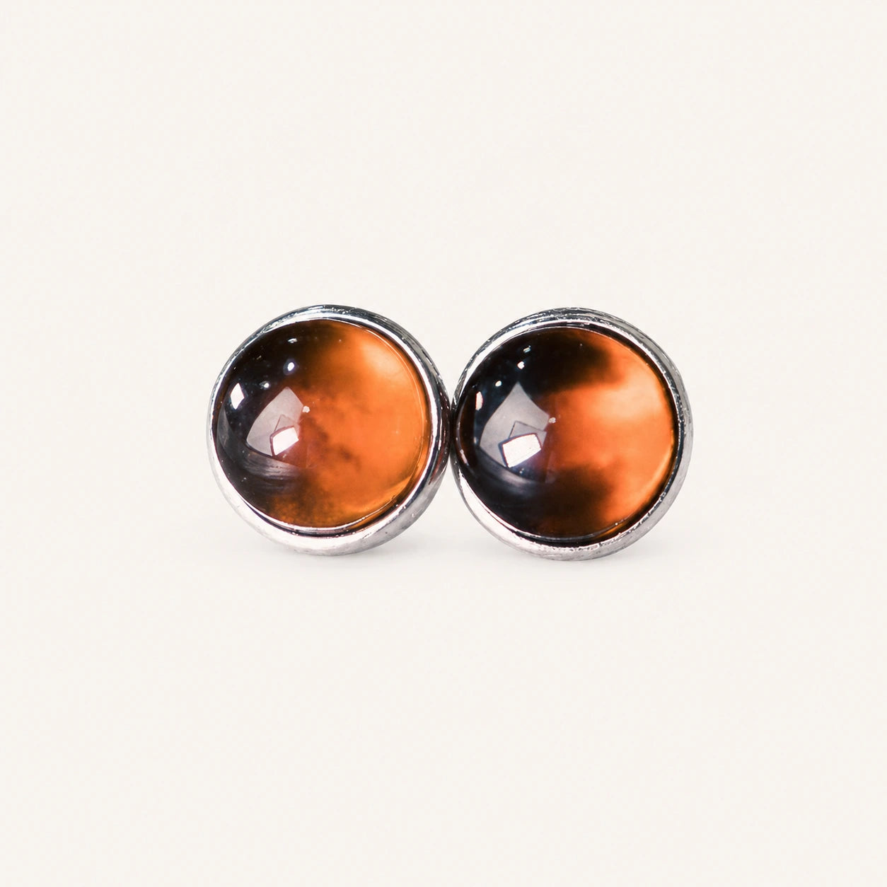 Natural Garnet Stud Earrings Vitality Passion Vintage Amulet