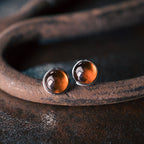 Natural Garnet Stud Earrings Vitality Passion Vintage Amulet