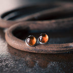 Natural Garnet Stud Earrings Vitality Passion Vintage Amulet
