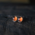 Natural Garnet Stud Earrings Vitality Passion Vintage Amulet
