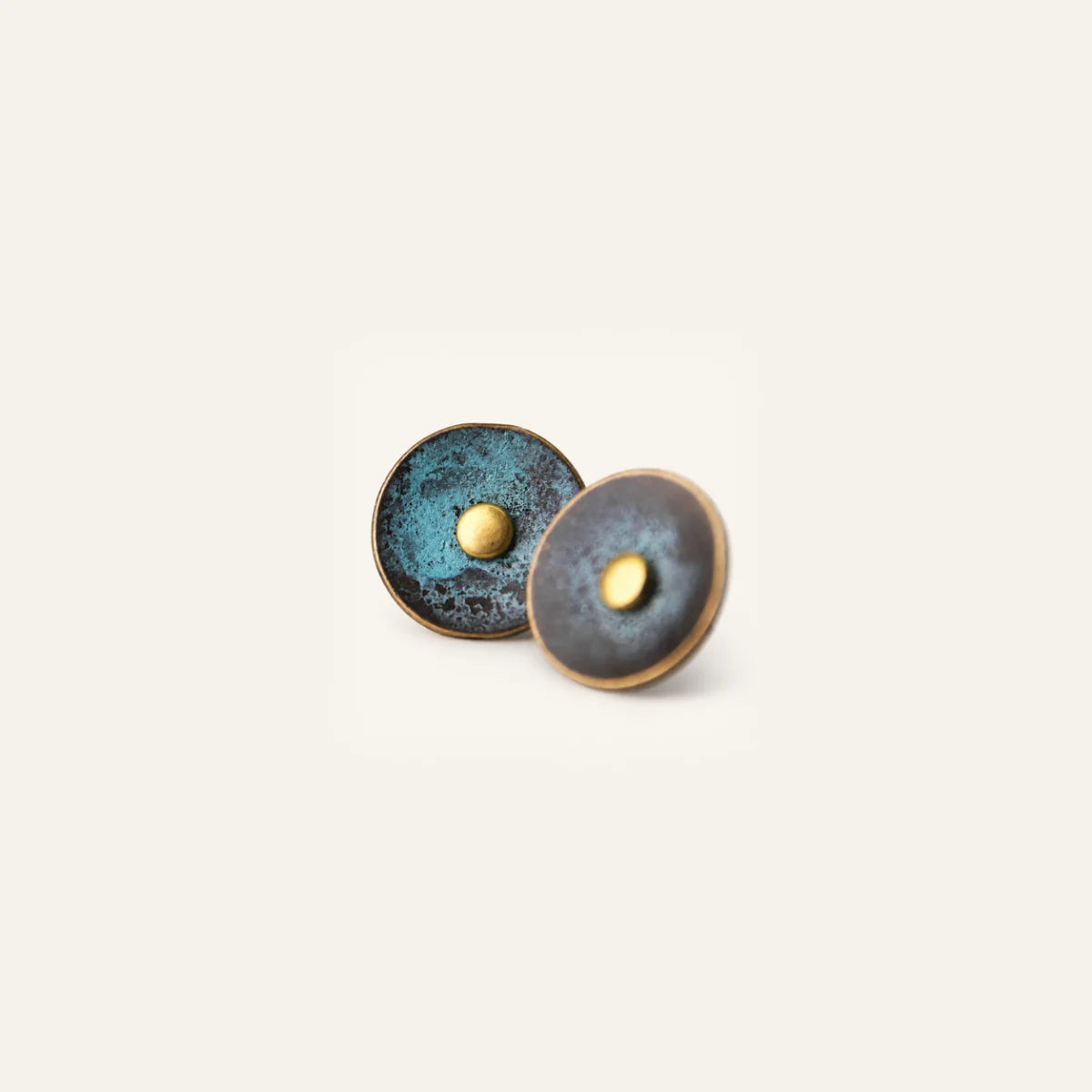 Copper Stud Earrings Wealth Prosperity Vintage Amulet