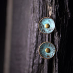 Copper Stud Earrings Wealth Prosperity Vintage Amulet
