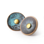 Copper Stud Earrings Wealth Prosperity Vintage Amulet