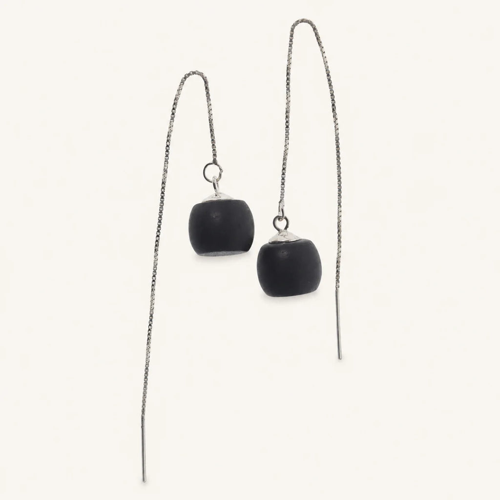 Ebony Wood Earrings Grounding Inner Peace Vintage Amulet