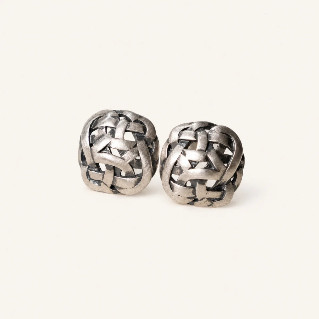 Silver Stud Earrings Clarity Protection Vintage Amulet
