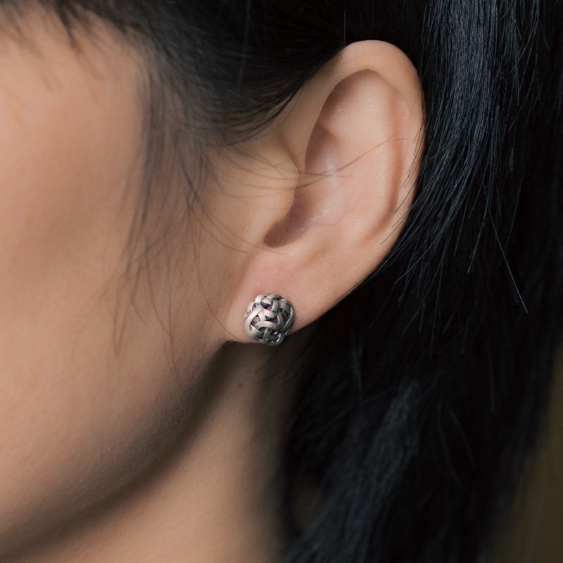 Silver Stud Earrings Clarity Protection Vintage Amulet