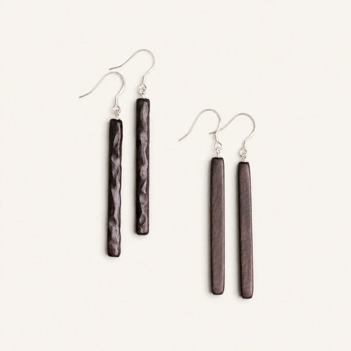 Ebony Wood Earrings Grounding Inner Peace Vintage Amulet