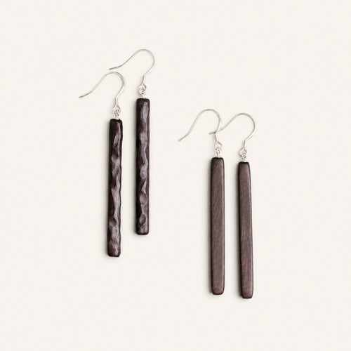 Ebony Wood Earrings Grounding Inner Peace Vintage Amulet