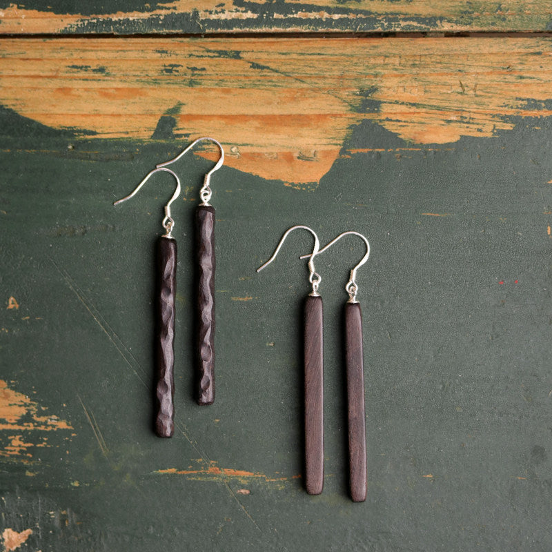 Ebony Wood Earrings Grounding Inner Peace Vintage Amulet