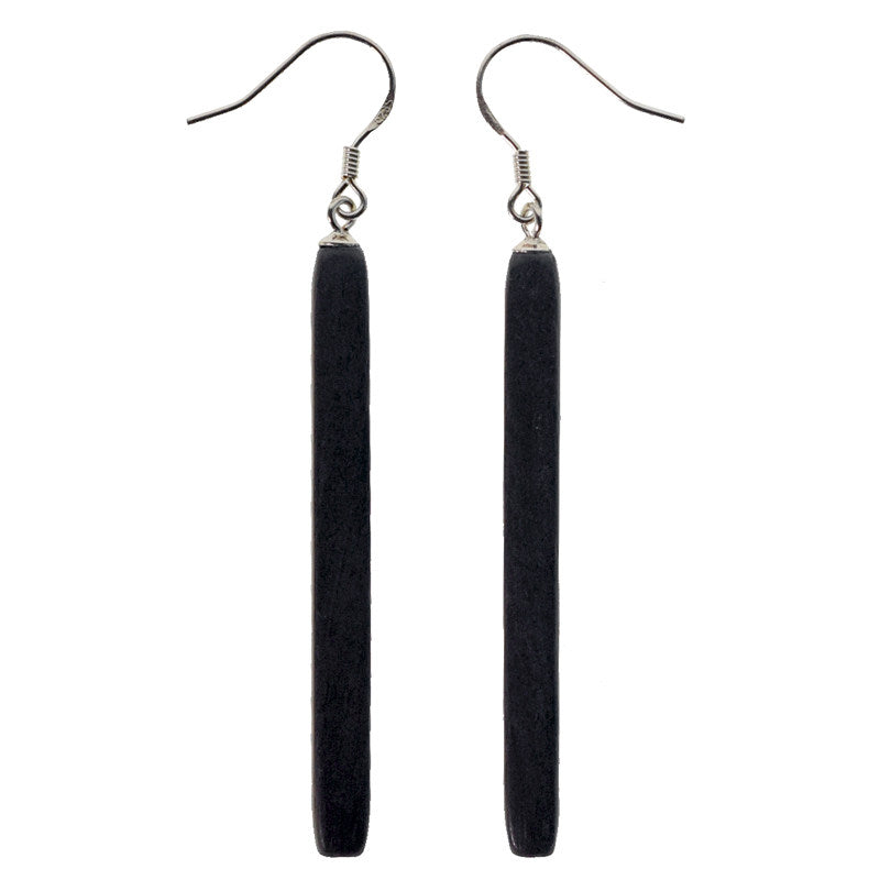 Ebony Wood Earrings Grounding Inner Peace Vintage Amulet